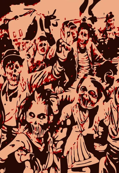 Arte Halloween Crânios Com Crânio Ossos — Fotografia de Stock