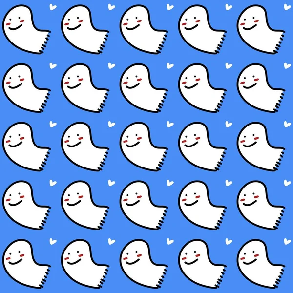 Padrão Sem Costura Com Bonito Fantasma Dos Desenhos Animados — Fotografia de Stock