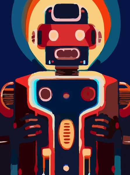 Color Del Arte Dibujos Animados Robot —  Fotos de Stock