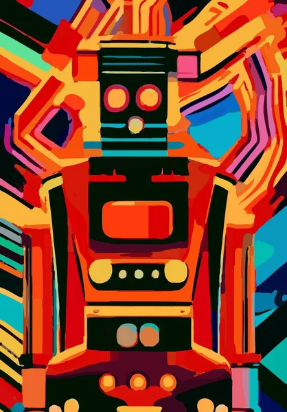 Color Del Arte Dibujos Animados Robot — Foto de Stock