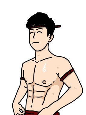 Beyaz arka planda sevimli bir adam çizgi filmi