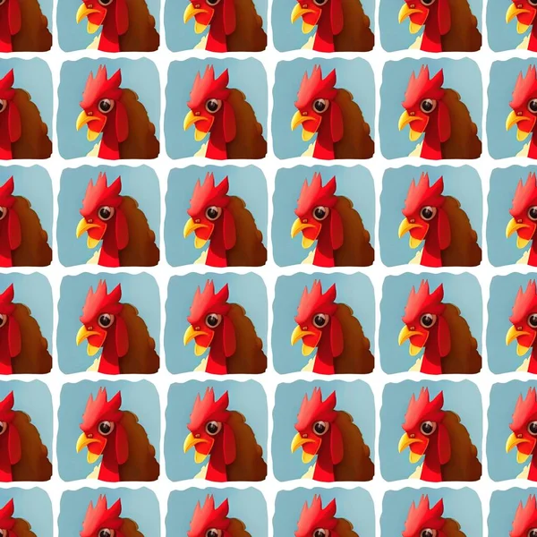 Bezproblemowy Wzór Kreskówki Kurczaka — Zdjęcie stockowe