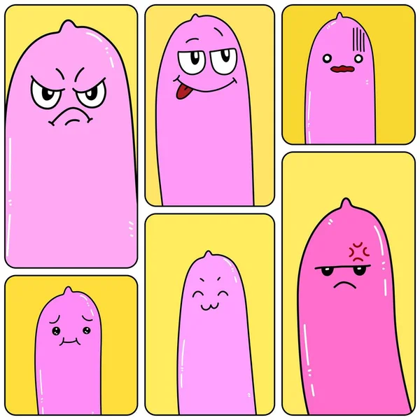 Set Funny Condom Cartoon Characters — Stock Photo, Image