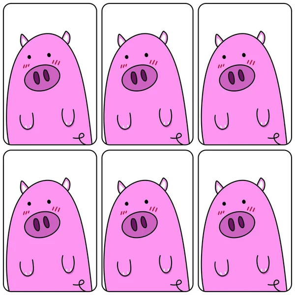 Conjunto Lindos Cerdos Dibujos Animados —  Fotos de Stock