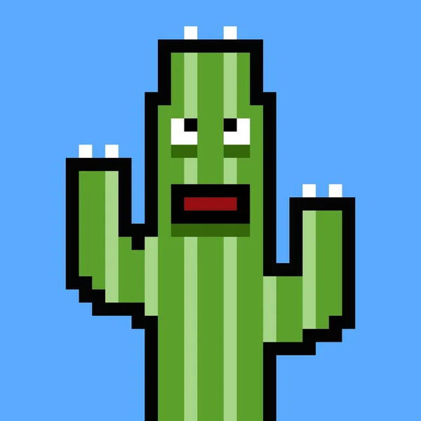 Sztuka Pikseli Kreskówki Kaktusa — Zdjęcie stockowe