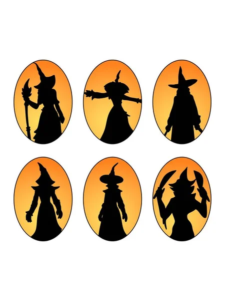 Set Halloween Witch Silhouette — 스톡 사진