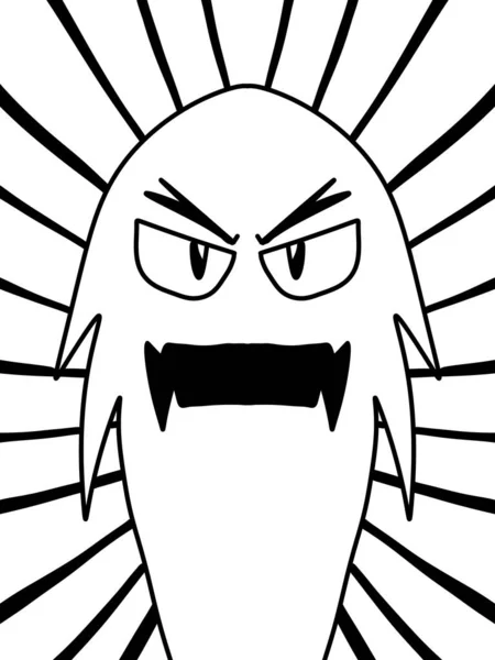Preto Branco Fantasma Monstro Desenhos Animados — Fotografia de Stock