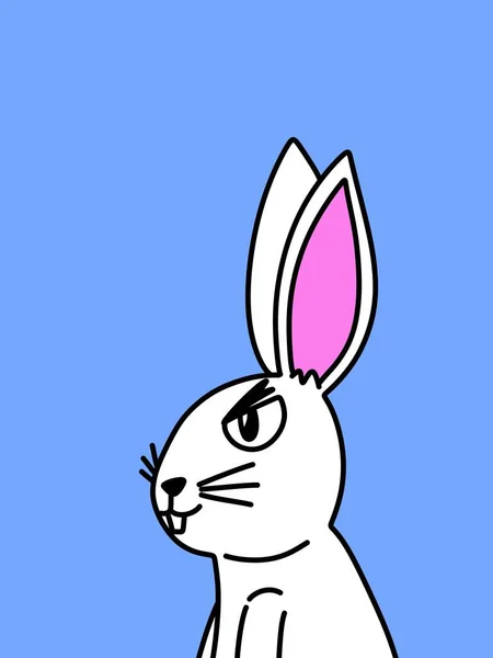 Mavi Arka Planda Sevimli Tavşan Karikatürü — Stok fotoğraf