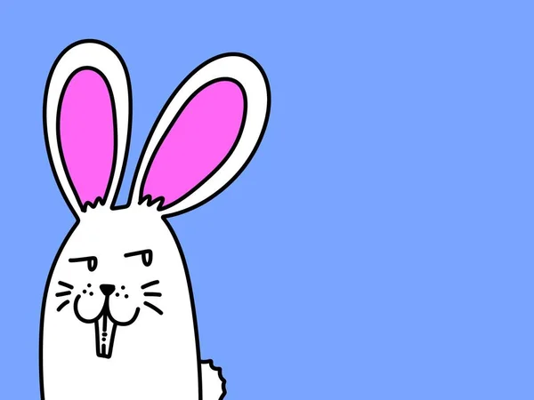 Mavi Arka Planda Sevimli Tavşan Karikatürü — Stok fotoğraf
