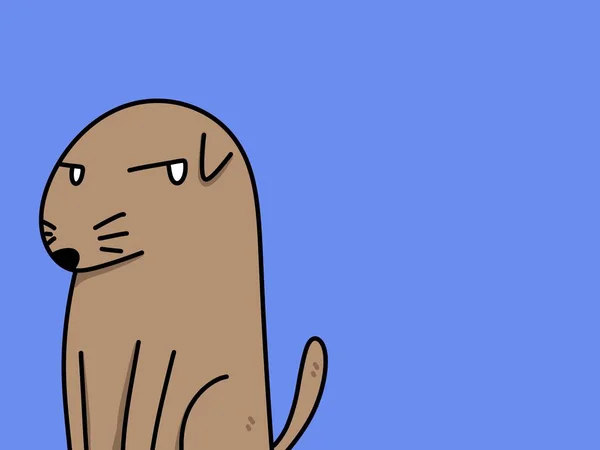 Niedlichen Hund Karikatur Auf Blauem Hintergrund — Stockfoto
