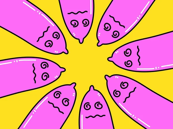 Umělecké Barvy Roztomilého Kondomu Karikatury — Stock fotografie