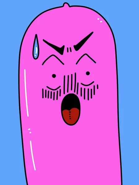 Roztomilý Kondom Karikatura Modrém Pozadí — Stock fotografie
