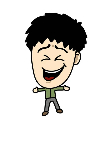 Desenho Animado Menino Com Sorriso — Fotografia de Stock