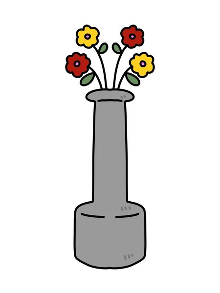 白色背景的花卉卡通片 — 图库照片