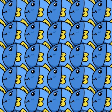 Çizgi film balığıyla kusursuz desen