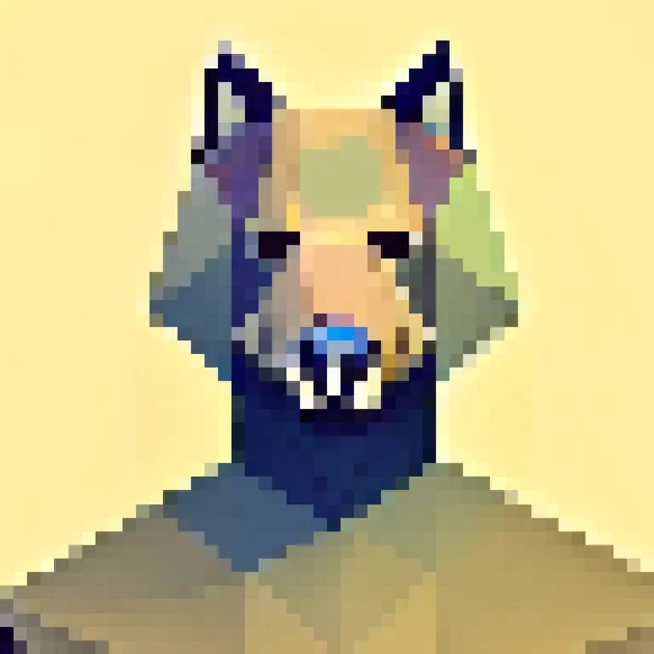 pixel art of wolf cartoon