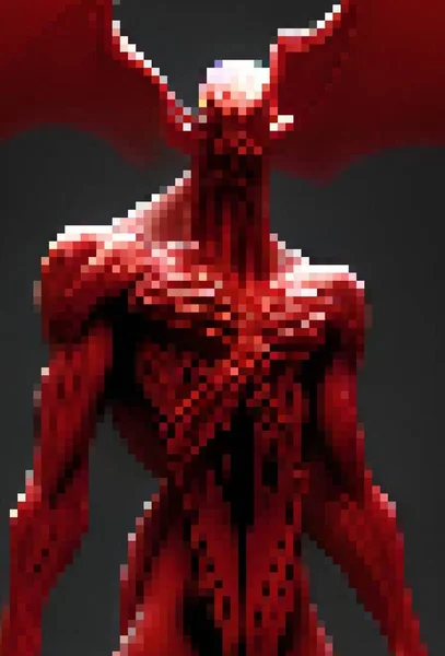 Şeytani Canavarın Piksel Sanatı — Stok fotoğraf