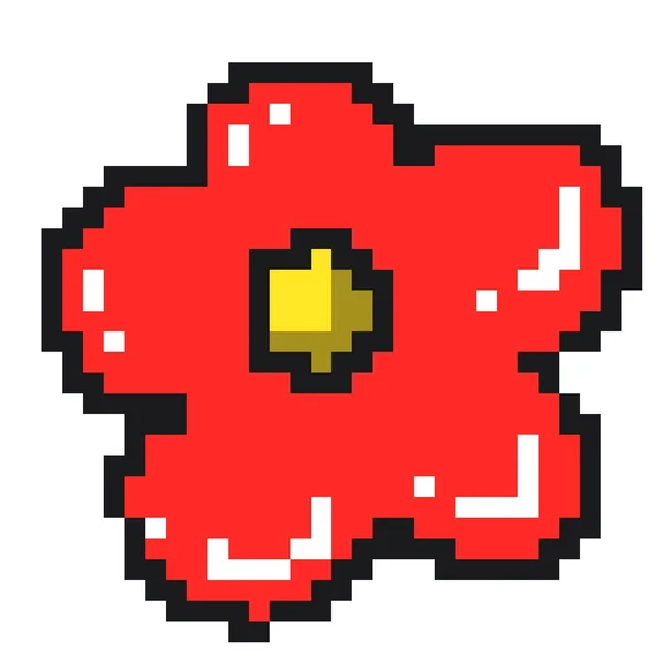 Pixel Τέχνη Του Κόκκινου Λουλουδιού — Φωτογραφία Αρχείου