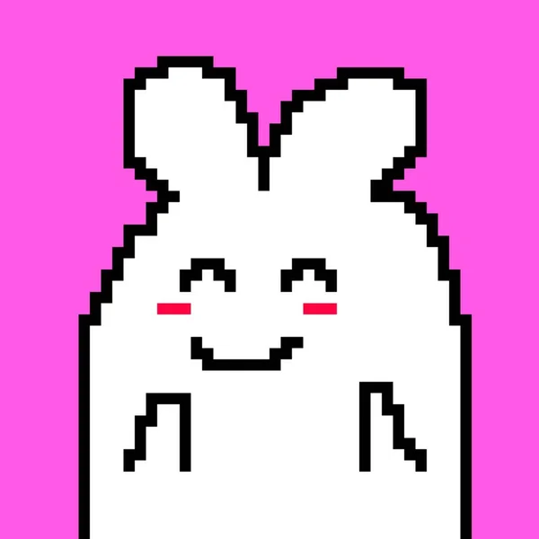 Pixel Art Cute Cartoon Rabbit — Photo