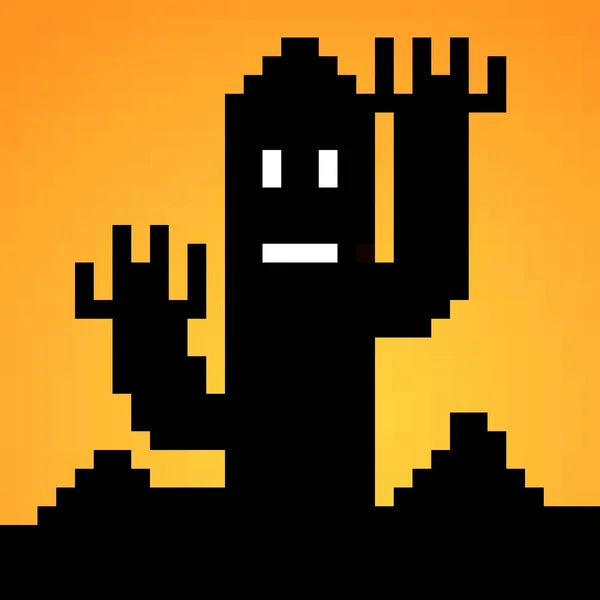 Pixel Art Evil Cactus Cartoon — Fotografia de Stock