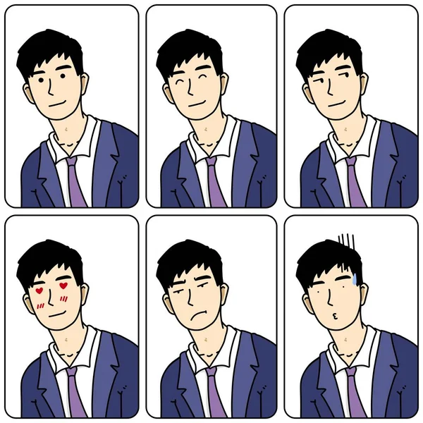 Set Cute Man Cartoon — Stock Fotó