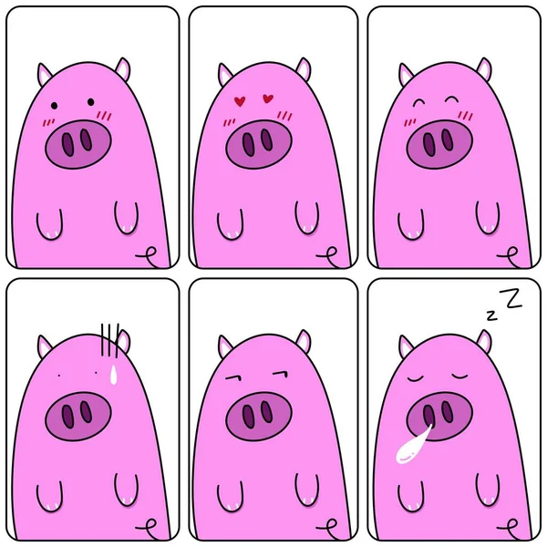 Zestaw Cute Świnia Kreskówka — Zdjęcie stockowe
