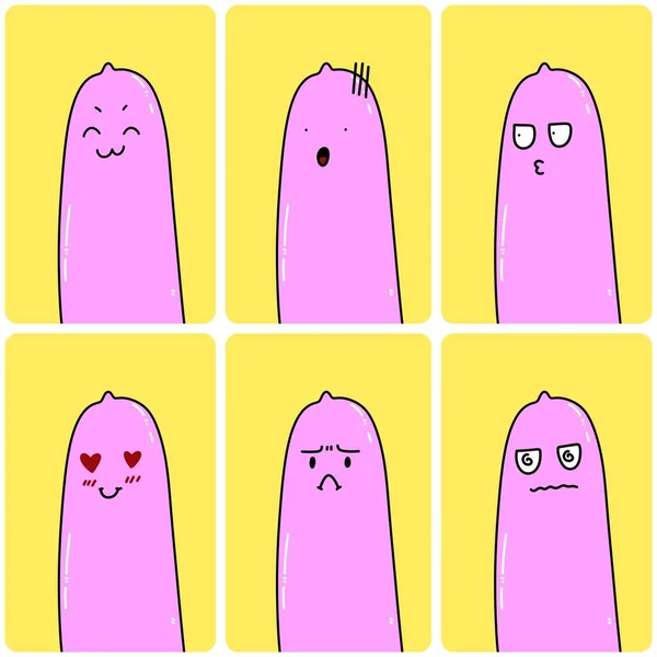 Set Cute Condom Cartoon — Fotografia de Stock