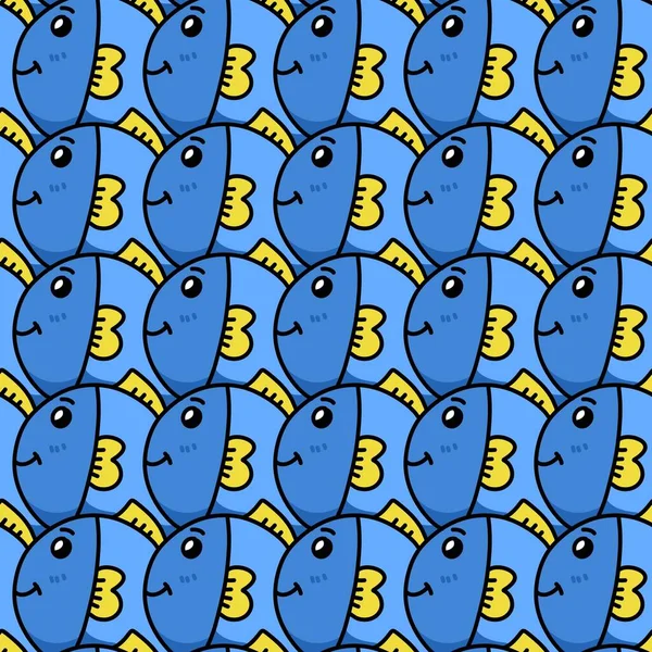 Seamless Pattern Cute Cartoon Fish — Stock Photo, Image
