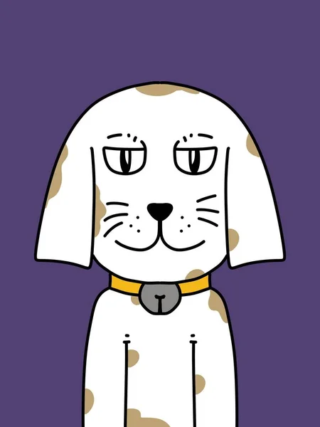 紫の背景にかわいい犬の漫画 — ストック写真