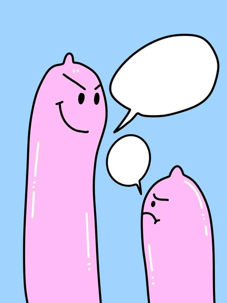 Cute Condom Cartoon Blue Background — Stock Photo, Image