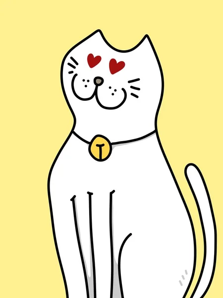 Χαριτωμένο Γάτα Κινουμένων Σχεδίων Κίτρινο Φόντο — Φωτογραφία Αρχείου