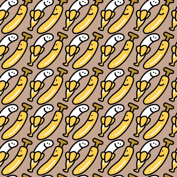 Bezproblemowy Wzór Kreskówki Owoców Banana — Zdjęcie stockowe