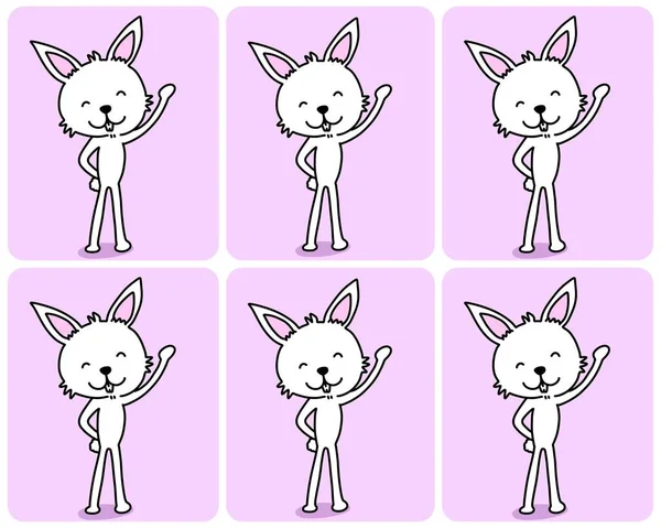 Conjunto Lindo Conejo Dibujos Animados — Foto de Stock