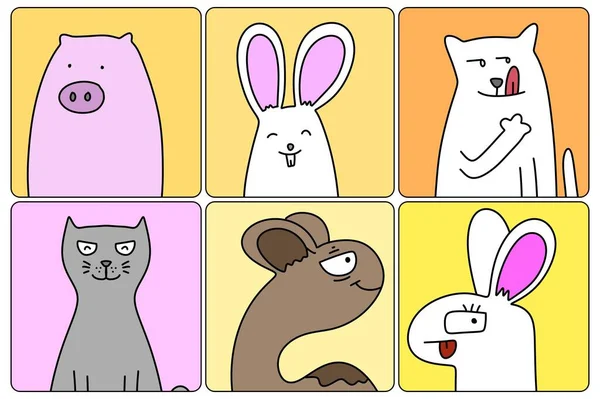 Set Cute Animal Cartoon Background —  Fotos de Stock