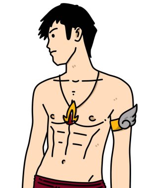 Beyaz arka planda sevimli bir adam çizgi filmi