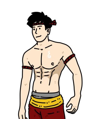 Beyaz arka planda sevimli bir adam çizgi filmi