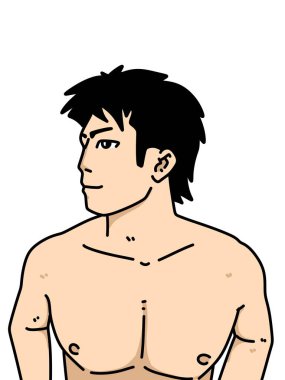 Beyaz arka planda sevimli bir adam çizgi filmi