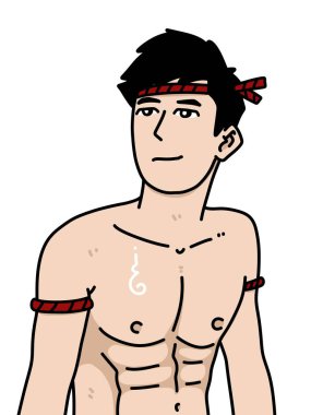 Beyaz arka planda sevimli bir adam çizgi filmi