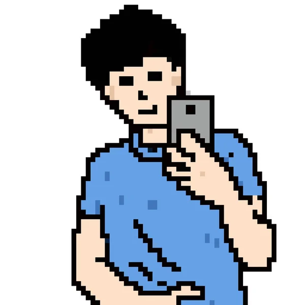 Pixel Arte Homem Desenho Animado — Fotografia de Stock