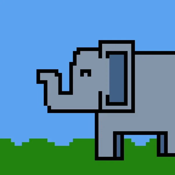 Pixel Art Elephant Cartoon — Zdjęcie stockowe