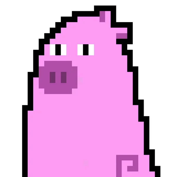 Pixel Art Cute Pig Cartoon — Fotografia de Stock