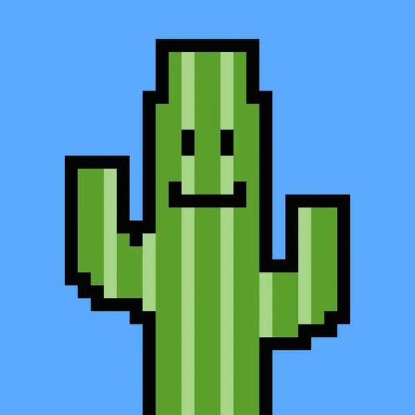 Pixel Art Cute Cactus Cartoon — Foto Stock