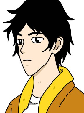 Beyaz arka planda sevimli bir adam çizgi filmi