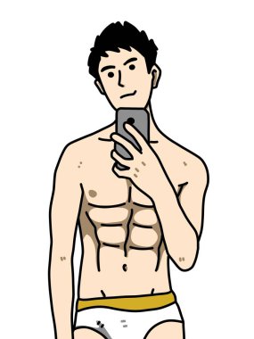 Beyaz arka planda sevimli bir adam çizgi filmi