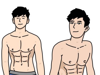 Beyaz arka planda sevimli bir adam çizgi filmi