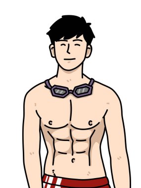 Beyaz arka planda sevimli bir adam çizgi filmi