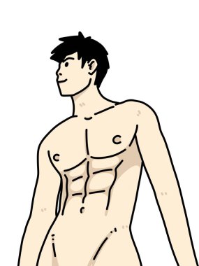 Beyaz arka planda sevimli bir adam çizgi filmi