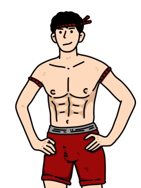 Beyaz arka planda sevimli bir adam çizgi filmi