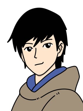 Beyaz arka planda sevimli bir adam çizgi filmi