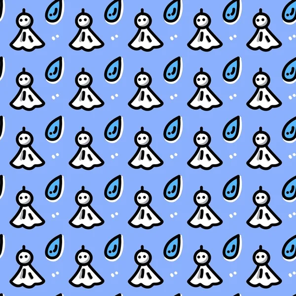 Seamless Pattern Rain Doll Cartoon — Stock Fotó